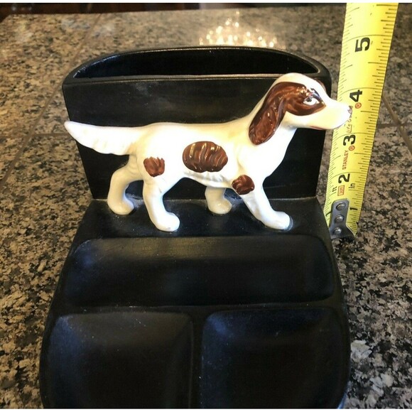Vintage Ceramic Cocker Spaniel Hunter's Men’s Dresser Caddy Cuff Links Tie Bars - Picture 8 of 10